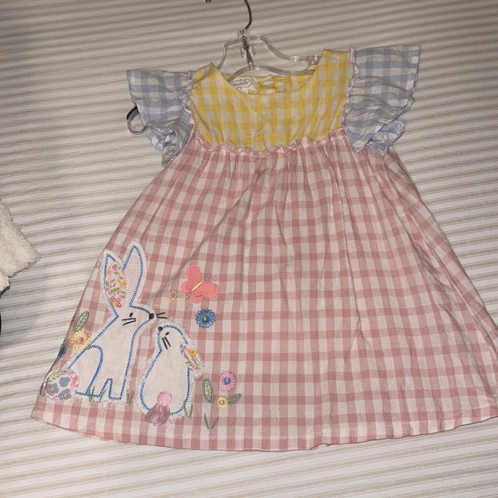KIDS Mud Pie Multi Colored Gingham Easter Dress 12-18M